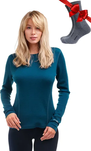 Vista 27 de 100% lana merino capa base mujer - camisa térmica de manga larga con 165 gris carbón