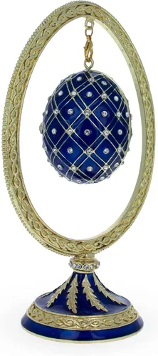 Vista 5 de BestPysanky Huevo de Pascua con esmalte azul en forma de huevo en forma de huevo