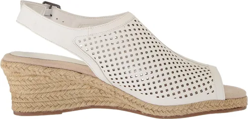 Vista 6 de Easy Street Stacy Sandalias de cuña para mujer estampado de lino blanco 10 M US