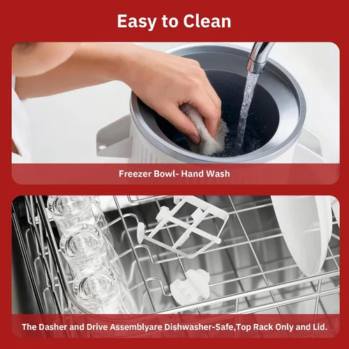 Vista 4 de KitchenAid - Accesorio para máquina de helados para batidora de pie, cuenco de helado compatible con batidoras de soporte de 4.5 cuartos de galón