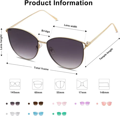 Vista 4 de SOJOS SJ1085 - Lentes de sol planos con espejo para mujer