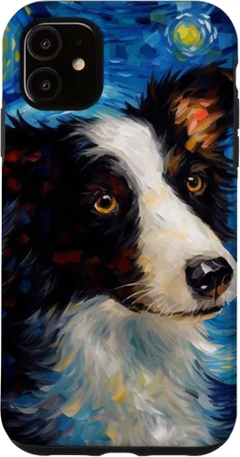 Vista 8 de iPhone 16 Border Collie Starry Night Van Gogh Border Collie Case