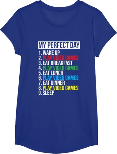 Vista 23 de My Perfect Day" - Camiseta negra de ajuste clásico, cuello redondo, manga corta, poliéster y algodón, Negro