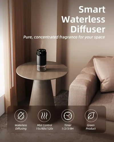 Vista 2 de Difusor de aceite esencial sin agua para aromaterapia para el hogar, habitación grande, automóvil, oficina, escritorio, mini ambientador inalámbrico