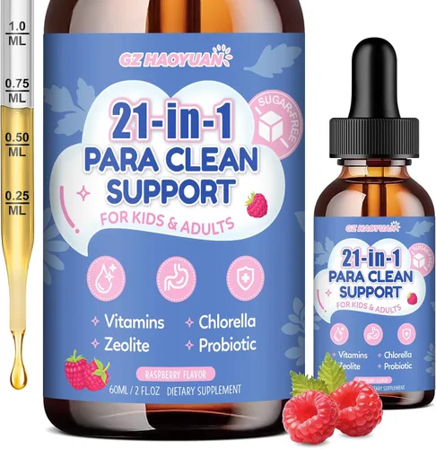 Vista 9 de Gotas de limpieza intestinal 21 en 1 - Ajenjo, nogal negro, zeolita, clorella, probióticos 10B y clavo de olor, apoya la desintoxicación líquida