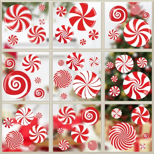 Vista 12 de Calcomanías de Navidad para ventana, diseño de búfalo navideño, calcomanías de ventana extraíbles, decoración de ventanas para invierno, Navidad