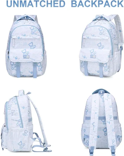 Vista 6 de CaranY Mochila multiusos para niños, impermeable, espaciosa, ligera, para libros escolares, 2-azul aguamarina, Classic