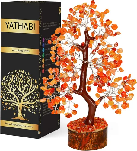 Vista 16 de YATHABI Escultura de gema de turmalina negra, árbol de cristal, decoración de Feng Shui, árbol de dinero de buena suerte