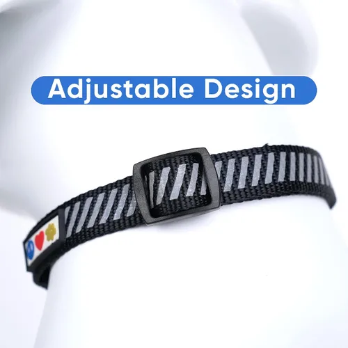 Vista 3 de Pawtitas Collar reflectante para perros y cachorros, collar de alta visibilidad con bandas reflectantes, collar ajustable para perro resistente