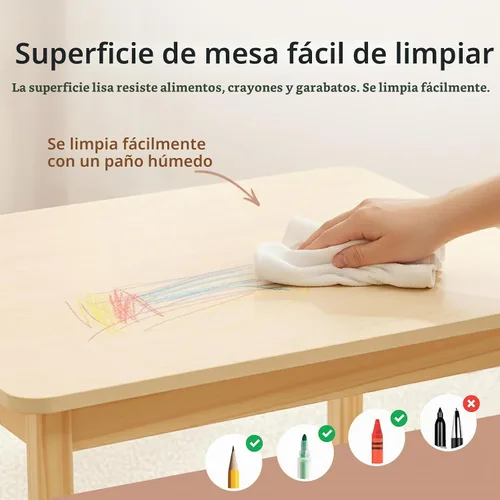 Vista 2 de Mesa y sillas para niños, fácil de limpiar, mesa para niños