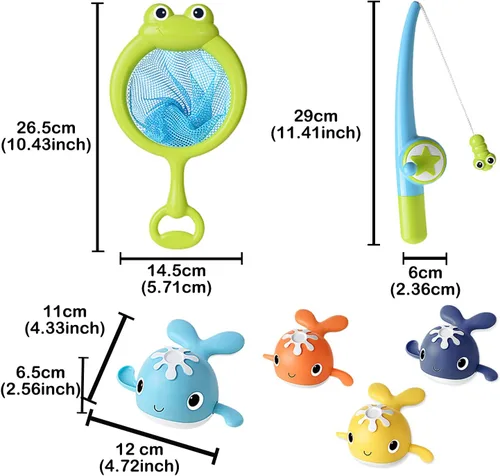 Vista 6 de LOYUEGIYO Juego de Pesca Magnética Juguete de Baño para Bebés de 1-3 4-8 Años Niños Pequeños Niños Niñas, Regalos para Niños, Juguetes de Agua