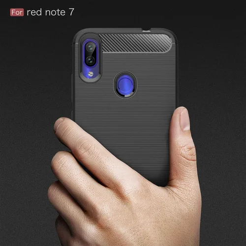 Vista 7 de Funda compatible con Xiaomi Redmi Note 7, fibra de carbono absorción de choque Slim Case (negro)