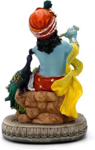 Vista 9 de Estatua hindú de Dios Señor Krishna – 4.3 pulgadas de alto, ídolo indio Krishna, escultura para oficina en casa, templo mandir, regalos Puja