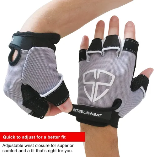 Vista 3 de Steel Sweat Guantes de entrenamiento, ideales para gimnasio, levantamiento de pesas, fitness, entrenamiento y crossfit, hechos para hombres