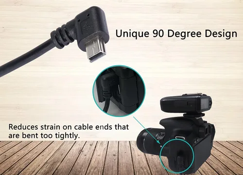 Vista 4 de CERRXIAN Mini cable USB de 9 pulgadas, mini USB en ángulo recto y ángulo izquierdo macho a USB tipo A 2.0 en ángulo izquierdo, cable de Combo USB A