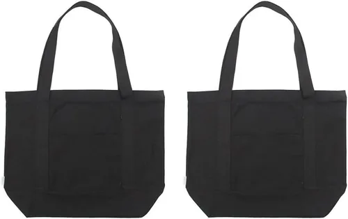 Vista 2 de Bolsa de lona 100% algodón resistente con cremallera para playa y hombro con bolsillo exterior, paquete de 2