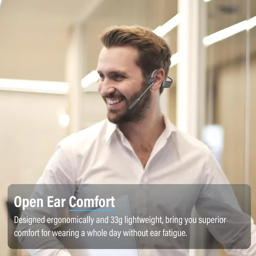 Vista 2 de MONODEAL Auriculares de Conducción Ósea con Micrófono, Auriculares Bluetooth 5.3 de Oído Abierto con Micrófono Boom de Cancelación de Ruido