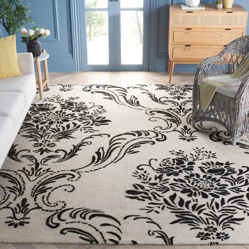Vista 28 de SAFAVIEH Jardin Collection - Alfombra de área de 5 x 8 pies, gris, lana hecha a mano, ideal para zonas de alto tráfico en sala de estar, dormitorio