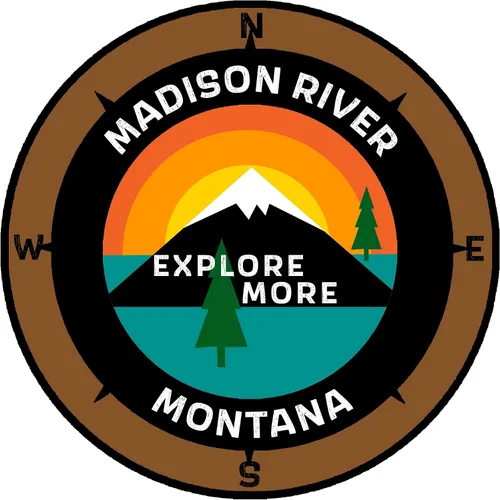 Vista 6 de Madison River, Montana - Explore More - Calcomanía para ventana de coche y camión de 3.5 pulgadas Azul neón