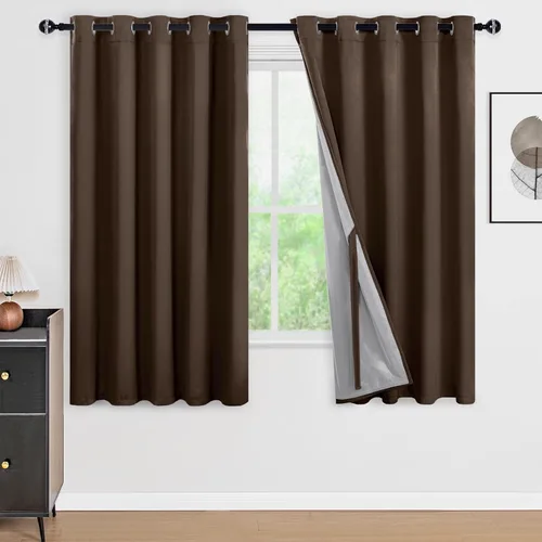 Vista 77 de DWCN - Cortinas 100% opacas para dormitorio con forro negro, cortinas de ventana de doble capa con aislamiento térmico que oscurecen toda la Azul