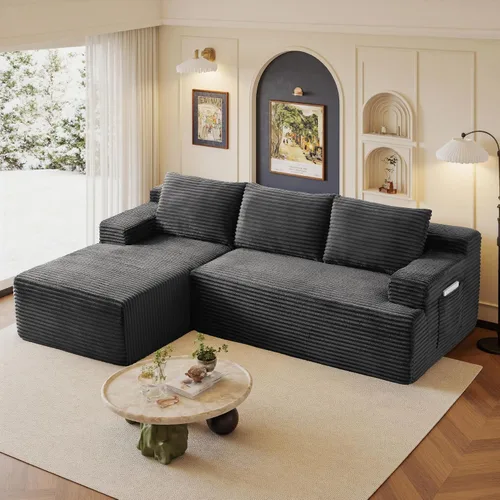 Vista 35 de Sofás seccionales de 105" para sala de estar, sofá cloud con forma de L tapizado, sofás modulares sin estructura rígida, sofá seccional moderno