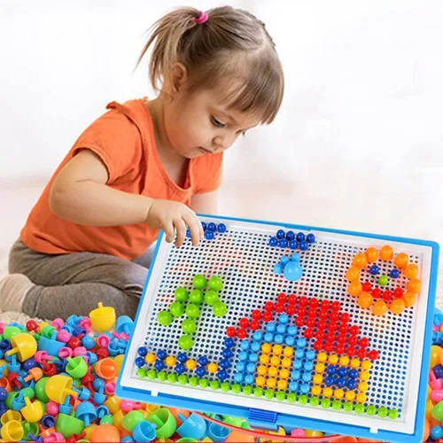 Vista 6 de Rompecabezas de 592 piezas de uñas de hongos de colores mixtos, ladrillos de construcción educativos, juguetes creativos de bricolaje, juegos 3D