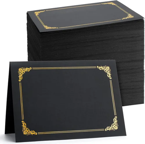 Vista 10 de Fainne 80 soportes para certificados para diplomas, portadocumentos para certificados, carpetas de certificados con borde de lámina dorada para Verde