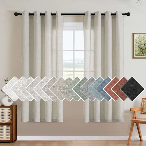 Vista 71 de H.VERSAILTEX Elegant - Cortinas texturizadas de lino natural mezclado con eficiencia energética, filtrado de luz, con ojales de níquel