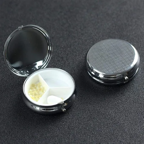 Vista 5 de Pastillero cuadrado personalizado para tu propia imagen, texto/foto, pastillero portátil de metal para medicamentos, organizador de vitaminas