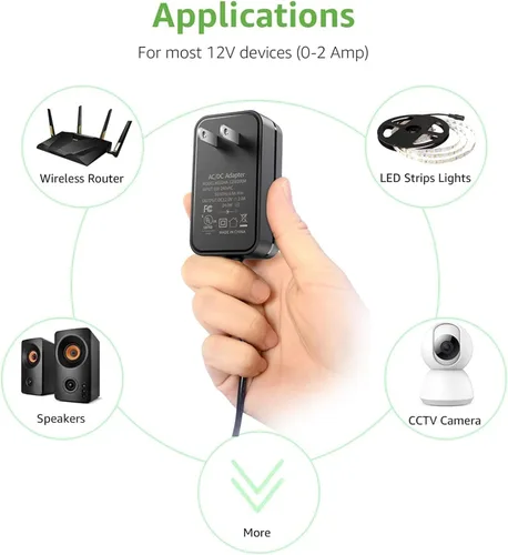 Vista 4 de Fuente de alimentación Dc12v 2A 24W AC/DC Convertidor Adaptador 100V-240V AC a 24V DC 2A Cargador de conmutación Enchufe Universal Driver