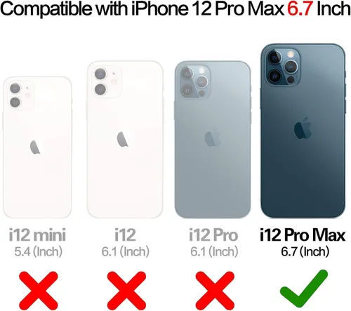Vista 2 de HianDier Funda tipo cartera compatible con iPhone 12 Pro MAX 5G de 6.7 pulgadas, delgada funda protectora con ranura para tarjeta de crédito, funda