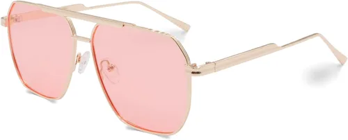 Vista 5 de Xpectrum Retro Oversized Aviator Trendy Sunglasses Mens Womens Square Metal Gold Sun Glasses Polarized Lens