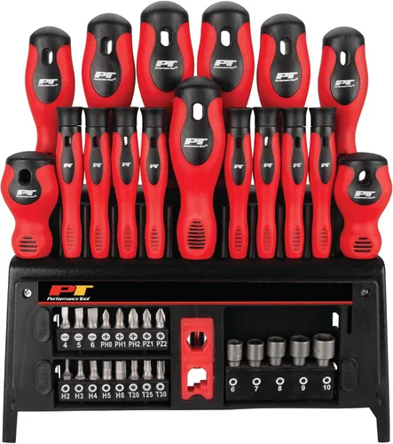 Vista 2 de Performance Tool W1727 Juego de destornilladores de 39 piezas con estante