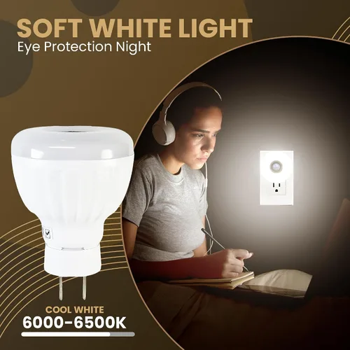 Vista 5 de Sensor de movimiento brillante de 5 W, luz nocturna enchufable, salida de CA, color blanco frío, 6500 K, lámpara LED automática activada por