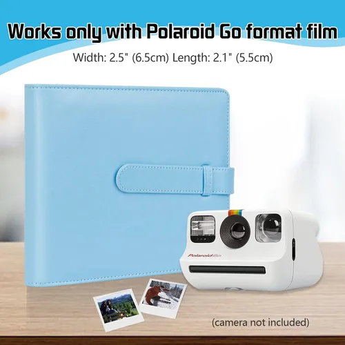 Vista 2 de Álbum de fotos de 256 bolsillos para cámara Polaroid Go Everything Box y película instantánea, álbum de fotos Polaroid Go (azul)
