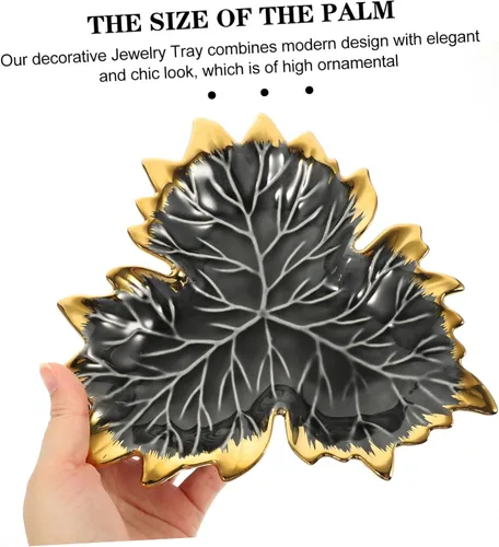 Vista 2 de Luxshiny Bandeja de fruta, bandeja para anillos, bandejas de tocador, bandeja de cerámica fina para baratijas, plato decorativo para anillos