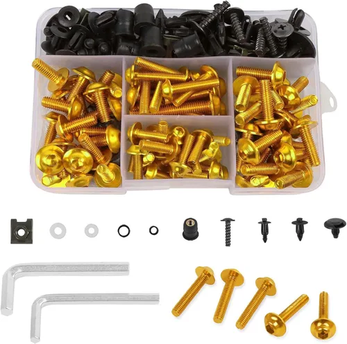 Vista 11 de CHIFUN Kit de pernos de carenado de motocicleta, 195 piezas de tornillos de aluminio M5 M6, kit surtido de arandelas de plástico, tuercas