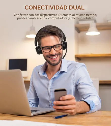 Vista 3 de (Versión mejorada) Auriculares inalámbricos, auriculares Bluetooth con micrófono con cancelación de ruido, los mejores auriculares con micrófono