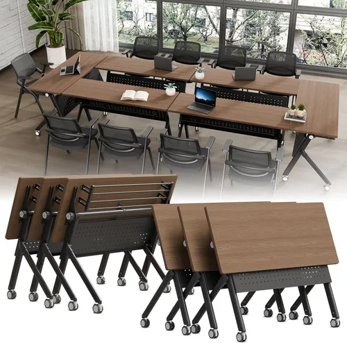 Vista 36 de Folding Conference Table with Wheels, Modular Foldable Conference Room Training Tables for Training Rooms, Flip Top Mobile Rolling Meeting Seminar