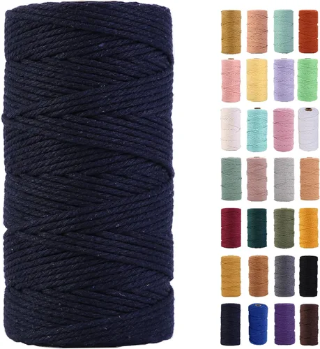 Vista 46 de Cuerda de macramé azul aire de 0.079 in x 220 yardas, cuerda de algodón colorido de algodón suave para colgar en la pared, colgadores de plantas