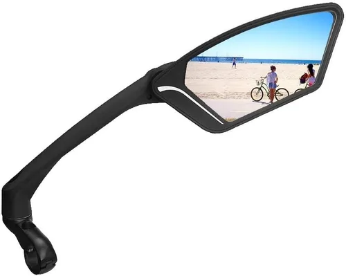Vista 7 de Nueva lente de vidrio resistente a los arañazos, espejo de bicicleta para manillar, espejo retrovisor seguro giratorio, espejo de bicicleta, ME-010