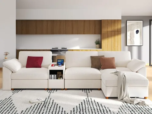 Vista 97 de EASE MOOSE Sofá modular verde seccional de gran tamaño en forma de L Pana verde