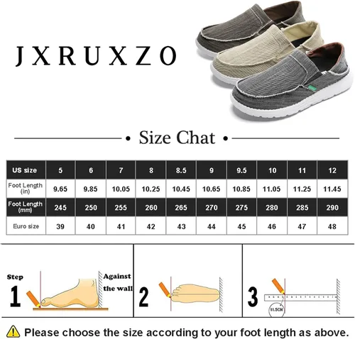 Vista 6 de JXRUXZO Men's Slip on Cloth Shoes Plantar Fasciitis Canvas Loafer Shoes with Arch Support Insole,Casual Comfort Slippers Soft Outdoor Boat Shoes