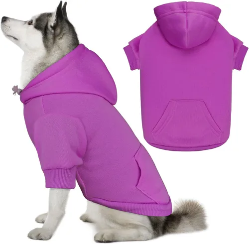 Vista 8 de Sudadera con capucha para perros pequeños, ropa de forro polar cepillado suave y liso, sudadera con capucha para mascotas con bolsillo (café-XS)
