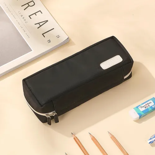 Vista 2 de QIANPA - Estuche organizador pequeño con cremallera, bolsa ligera estética, bolsa negra para hombres y mujeres