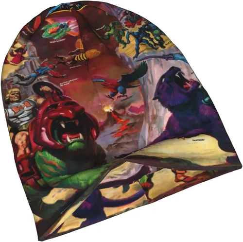 Vista 6 de Pobecan He-Man and The Masters Anime of The Universe - Gorro de punto de anime para hombres, mujeres, adolescentes, color negro, Negro
