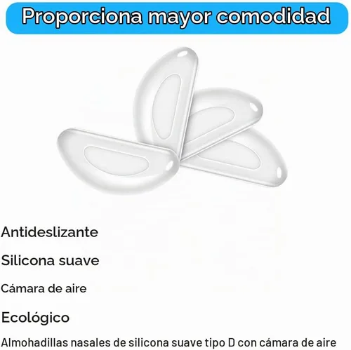 Vista 2 de 5 pares de almohadillas de nariz de silicona para gafas, protector de nariz suave antideslizante para gafas (transparente/0.079 pulgadas)