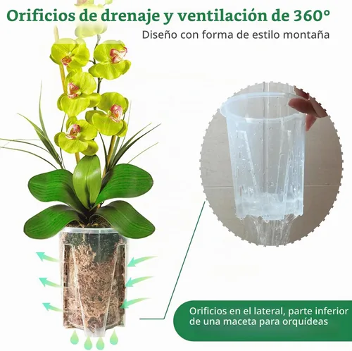 Vista 3 de Paquete de 8 macetas de orquídeas, 2 de cada una de 3.9, 4.7, 5.5 y 6.3 pulgadas, macetas transparentes para orquídeas con agujeros