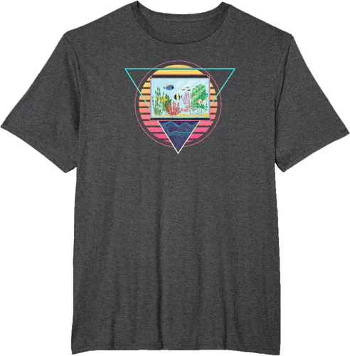 Vista 15 de Futuristic Fish Tank Synthwave Vaporwave Aquarium Aesthetic T-Shirt Negro