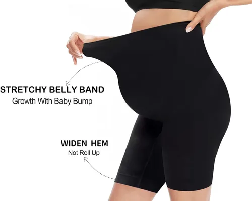 Vista 5 de SHAPERX Pantalones cortos de maternidad para mujer sobre el vientre